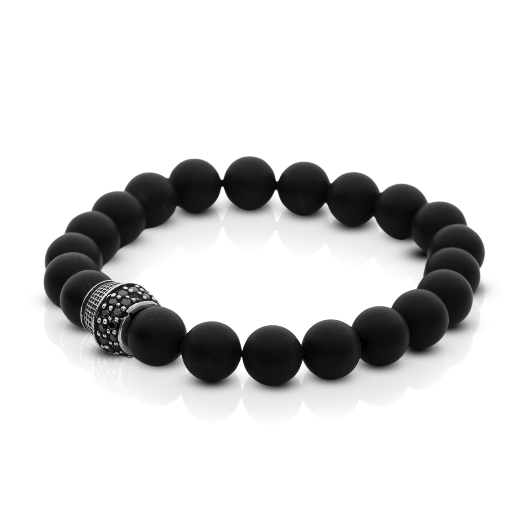 Matte Onyx Bracelet with 925 Silver Detail and Black Zirconia - Image 2
