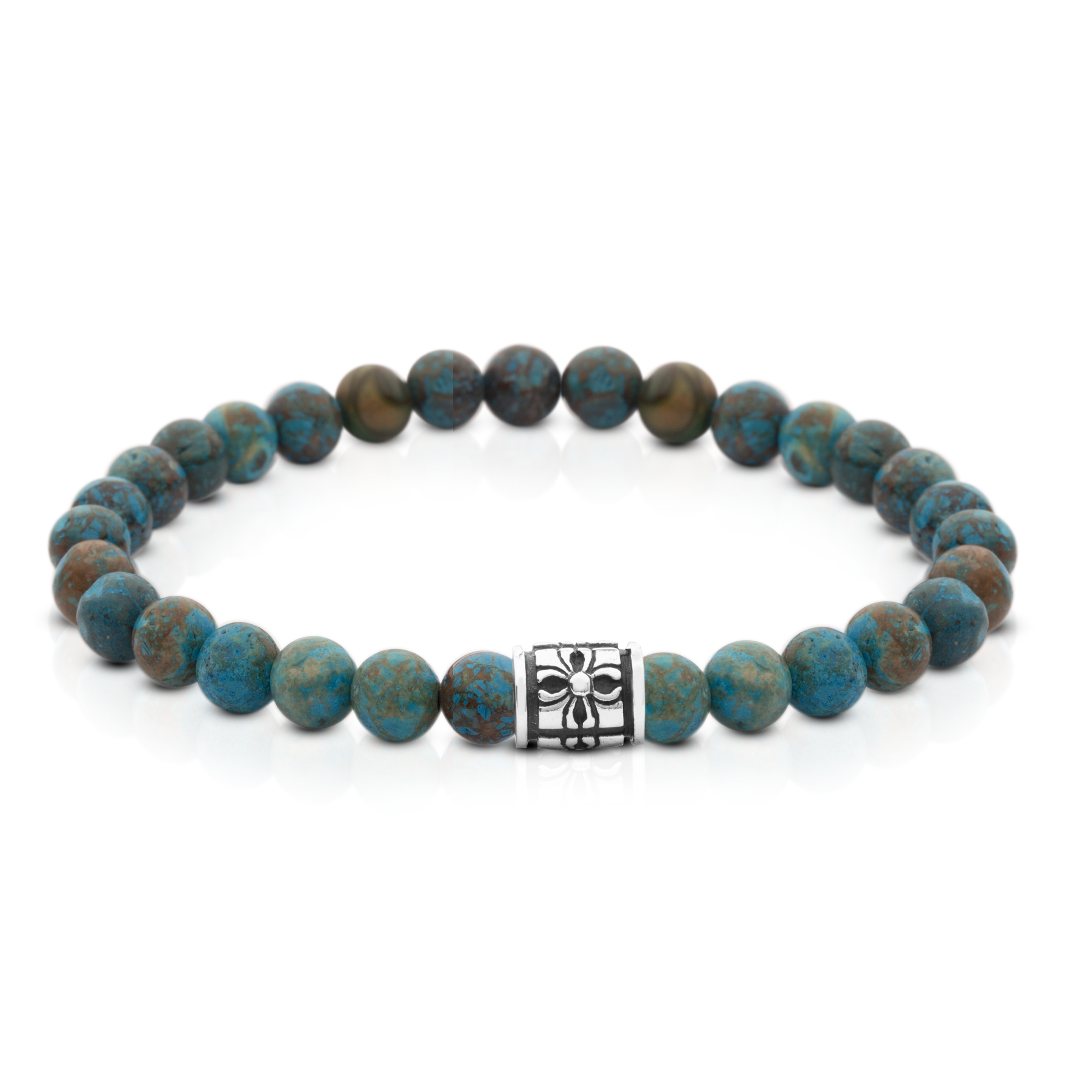Elastic Chrysocolla Bracelet with 925 Silver Detail