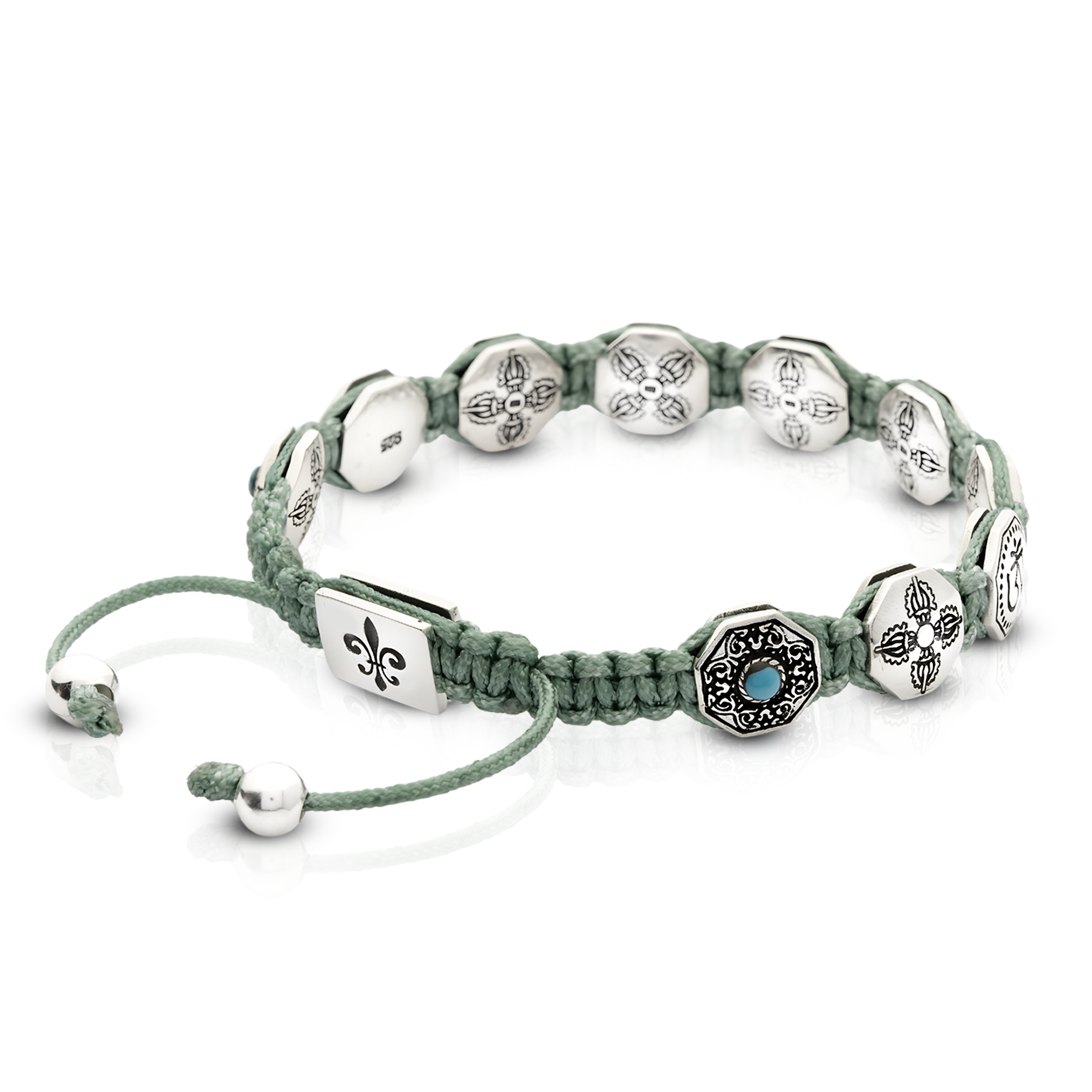 Tibetan Green Turquoise 925 Silver Bracelet - Image 2