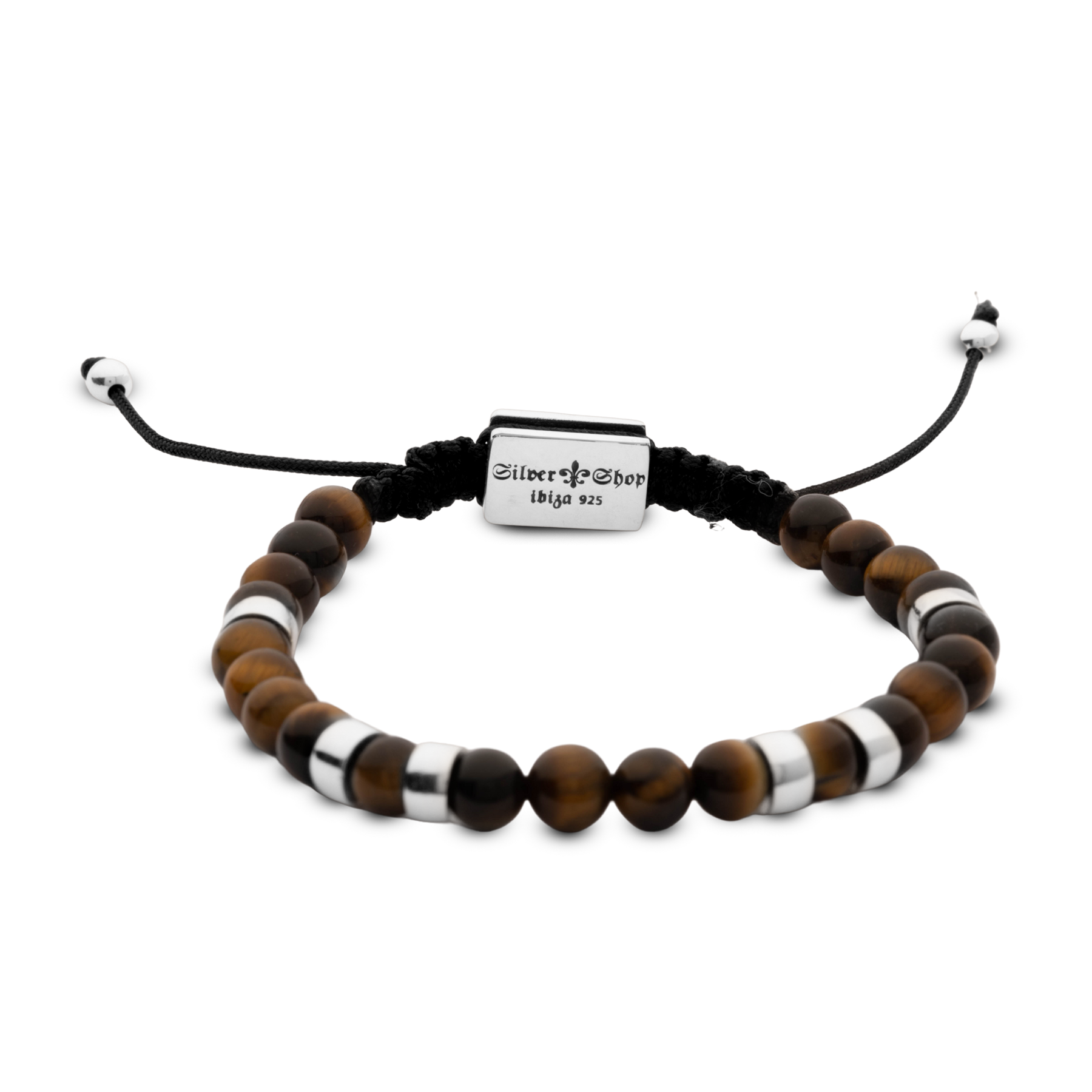 Adjustable Tiger's Eye and 925 Silver Bracelet