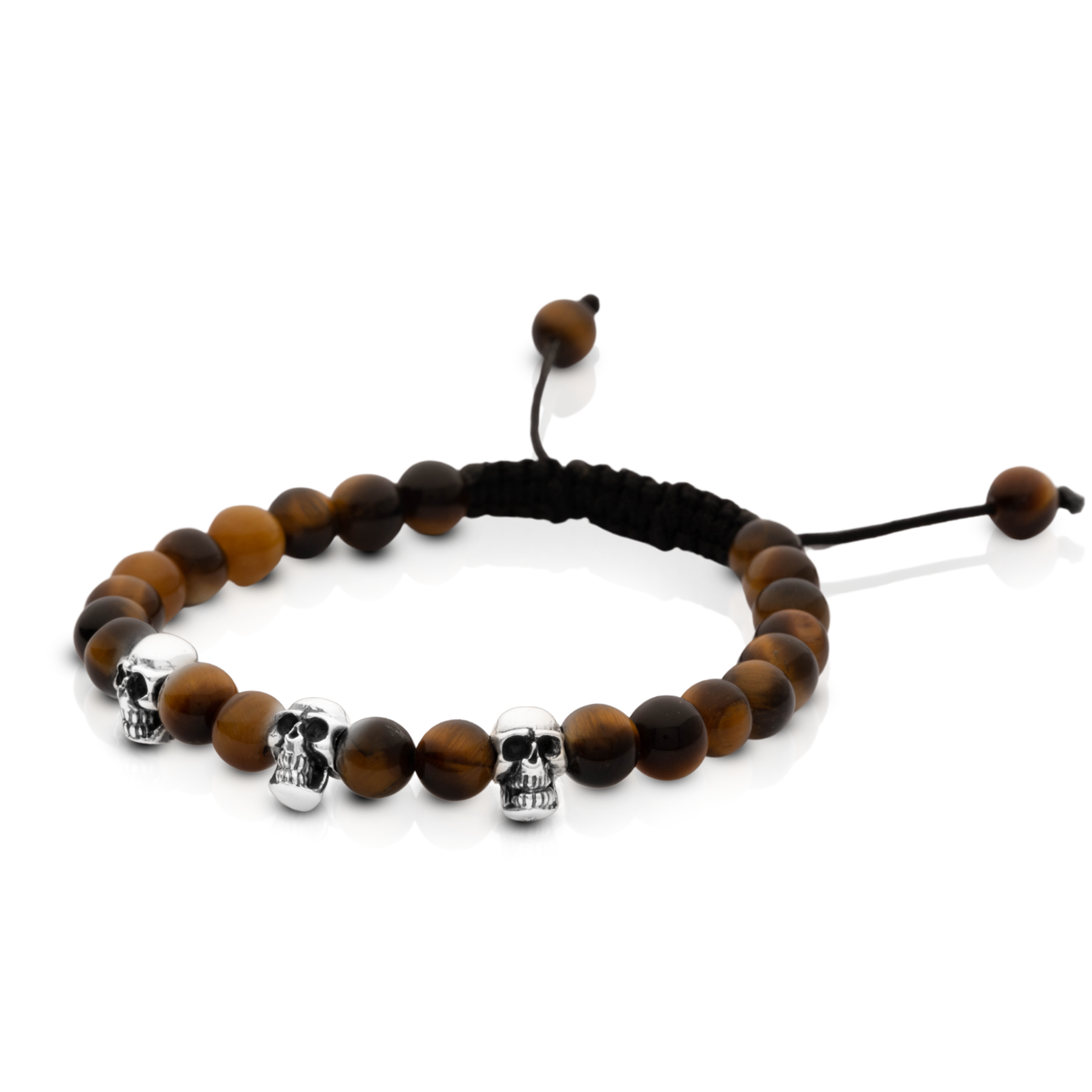 Tiger's Eye and 925 Silver Skulls Bracelet - Image 2