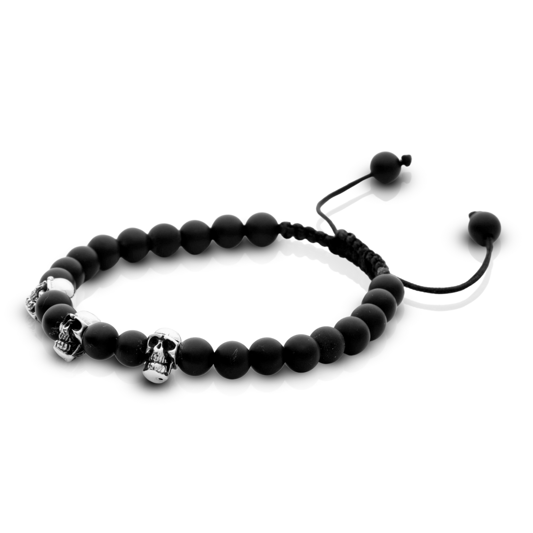 Matte Onyx and 925 Silver Skulls Bracelet - Image 2