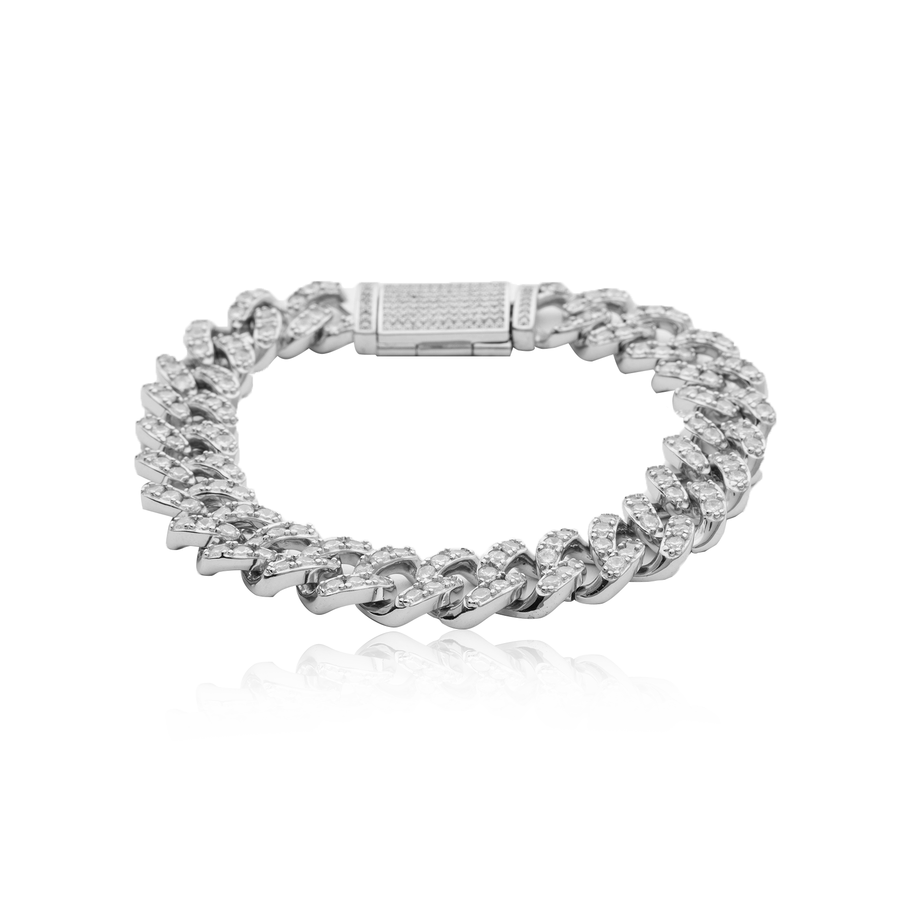 Cuban Link Bracelet in 925 Silver with Cubic Zirconia