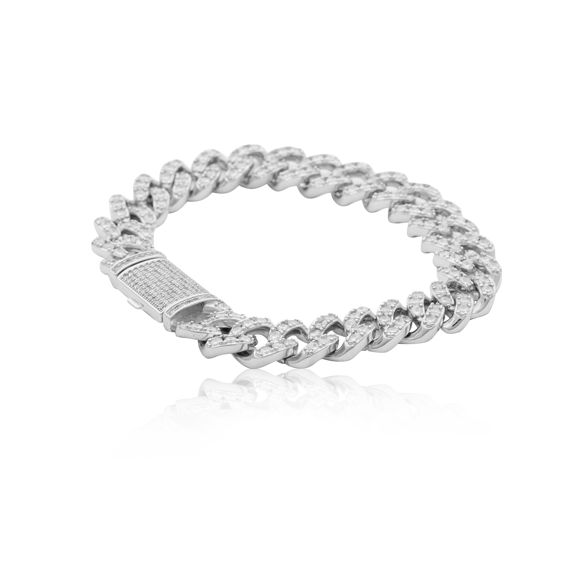 Cuban Link Bracelet in 925 Silver with Cubic Zirconia - Image 2