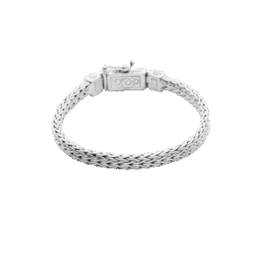 Silver 925 bracelet with compact braid and fleur-de-lis clasp