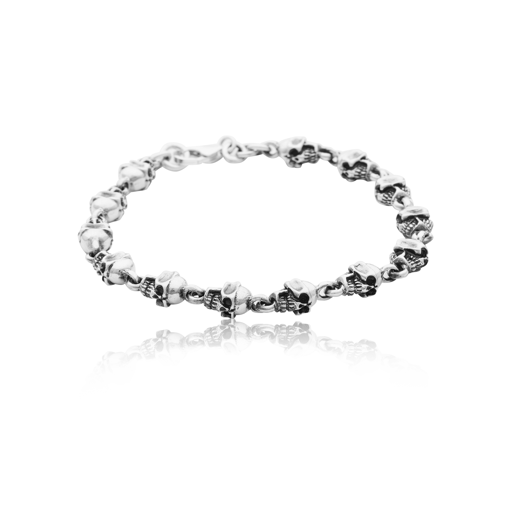 Silver 925 Bracelet Skulls in Relief
