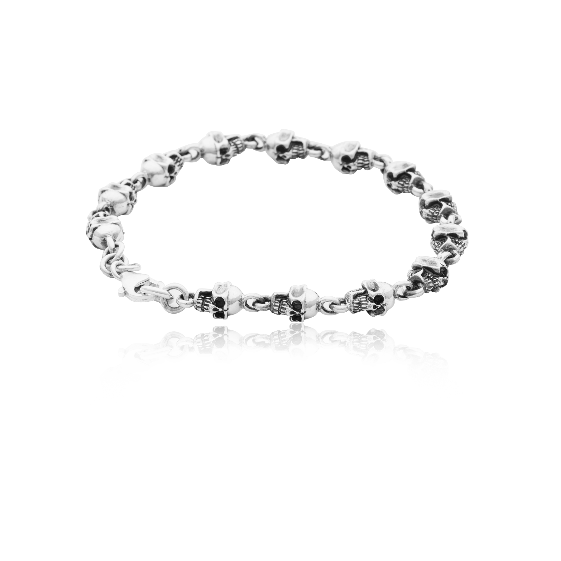 Silver 925 Bracelet Skulls in Relief - Image 2