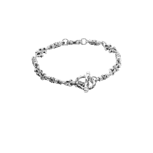 Silver 925 Bracelet with Fleur-de-Lis and Toggle Clasp