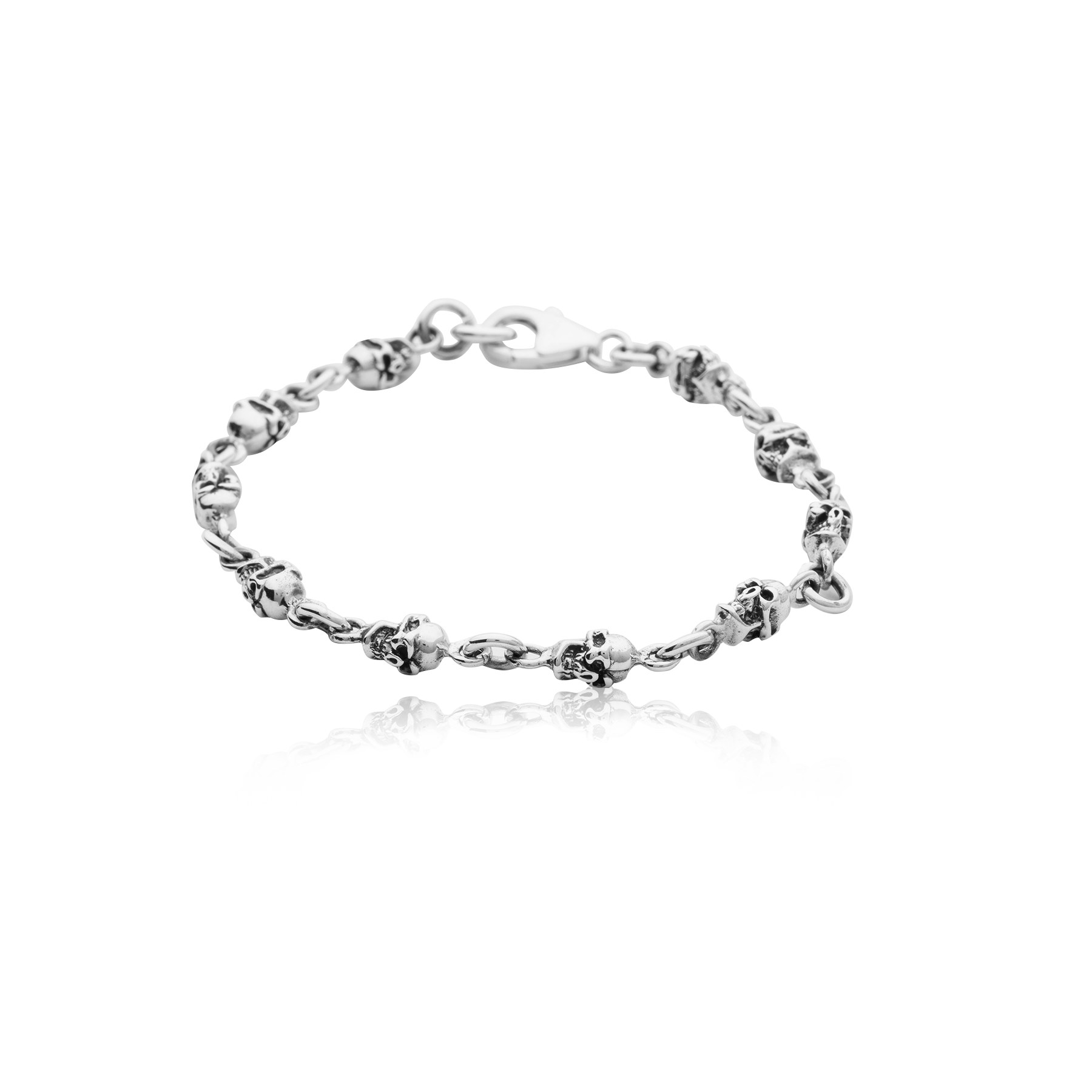 Silver 925 Bracelet with Small Skulls in Relief