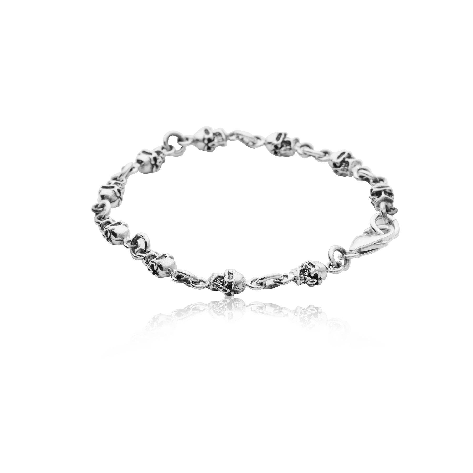 Silver 925 Bracelet with Small Skulls in Relief - Image 2