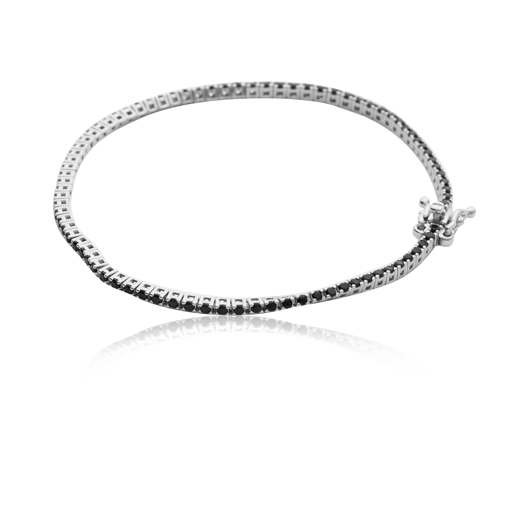 Silver 925 Tennis Bracelet with Black Onyx - Image 2