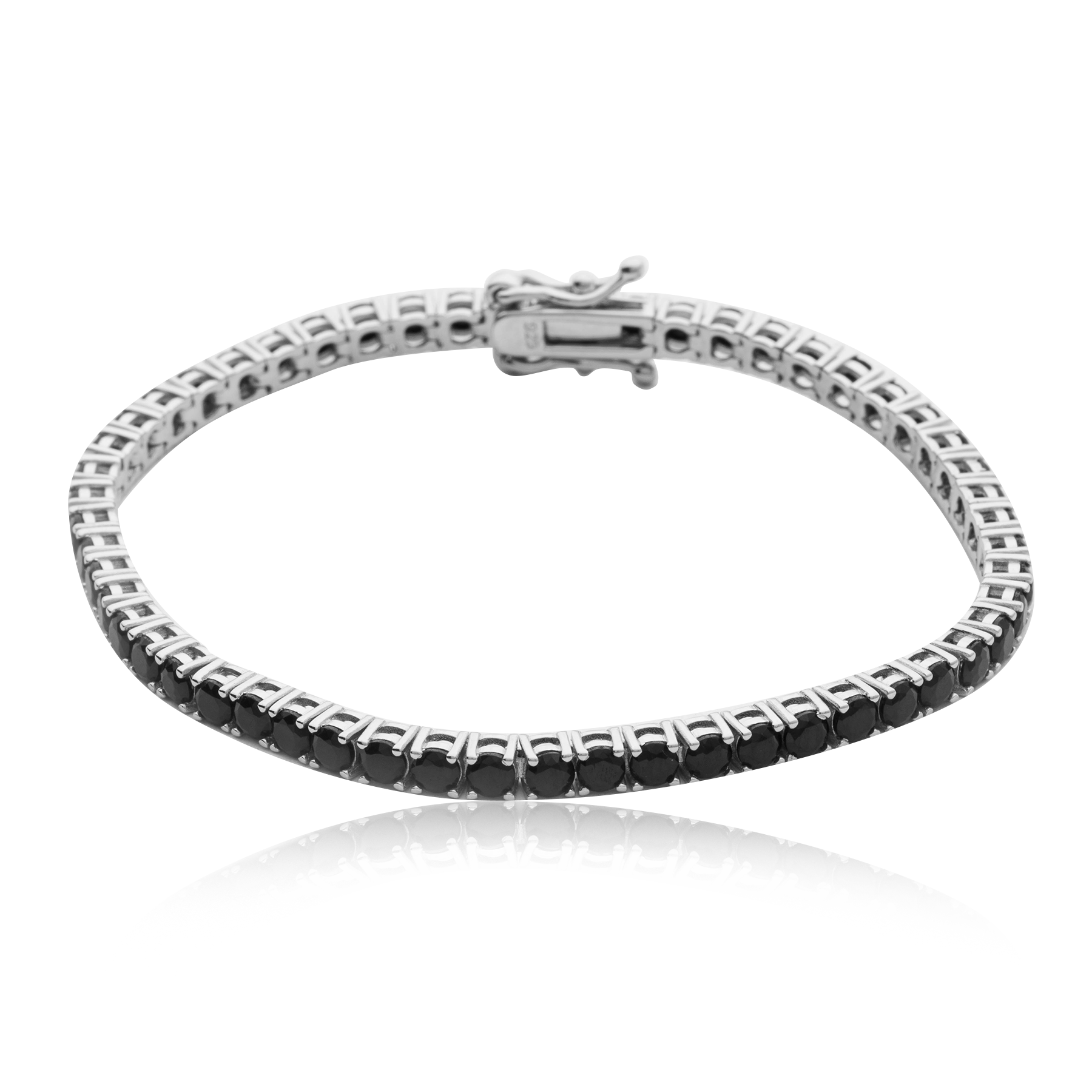 Thick Silver 925 Tennis Bracelet with Black Onyx