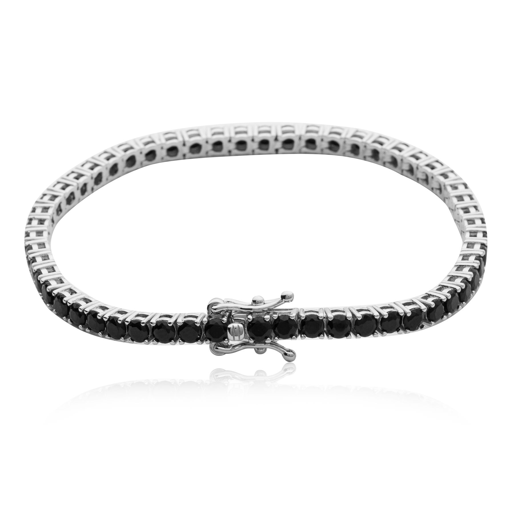 Thick Silver 925 Tennis Bracelet with Black Onyx - Image 2