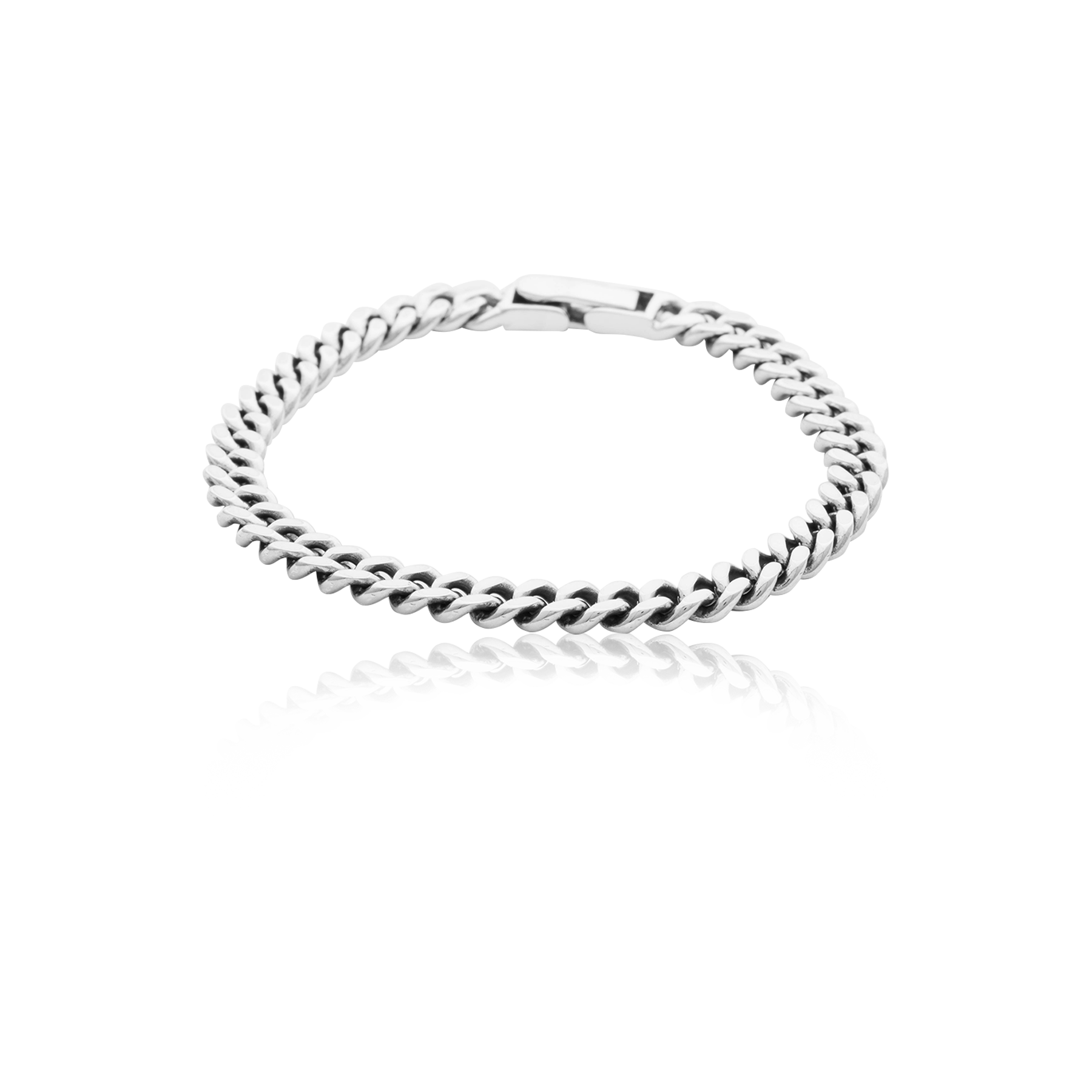 Fine Cuban link chain bracelet in 925 silver