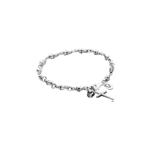 Skull bracelet with cross and skull pendants