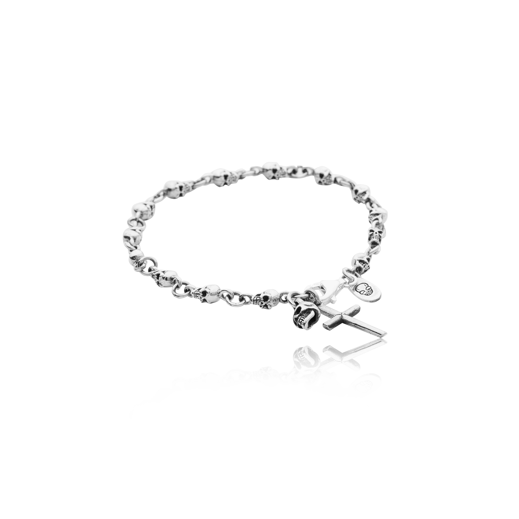 Skull bracelet with cross and skull pendants